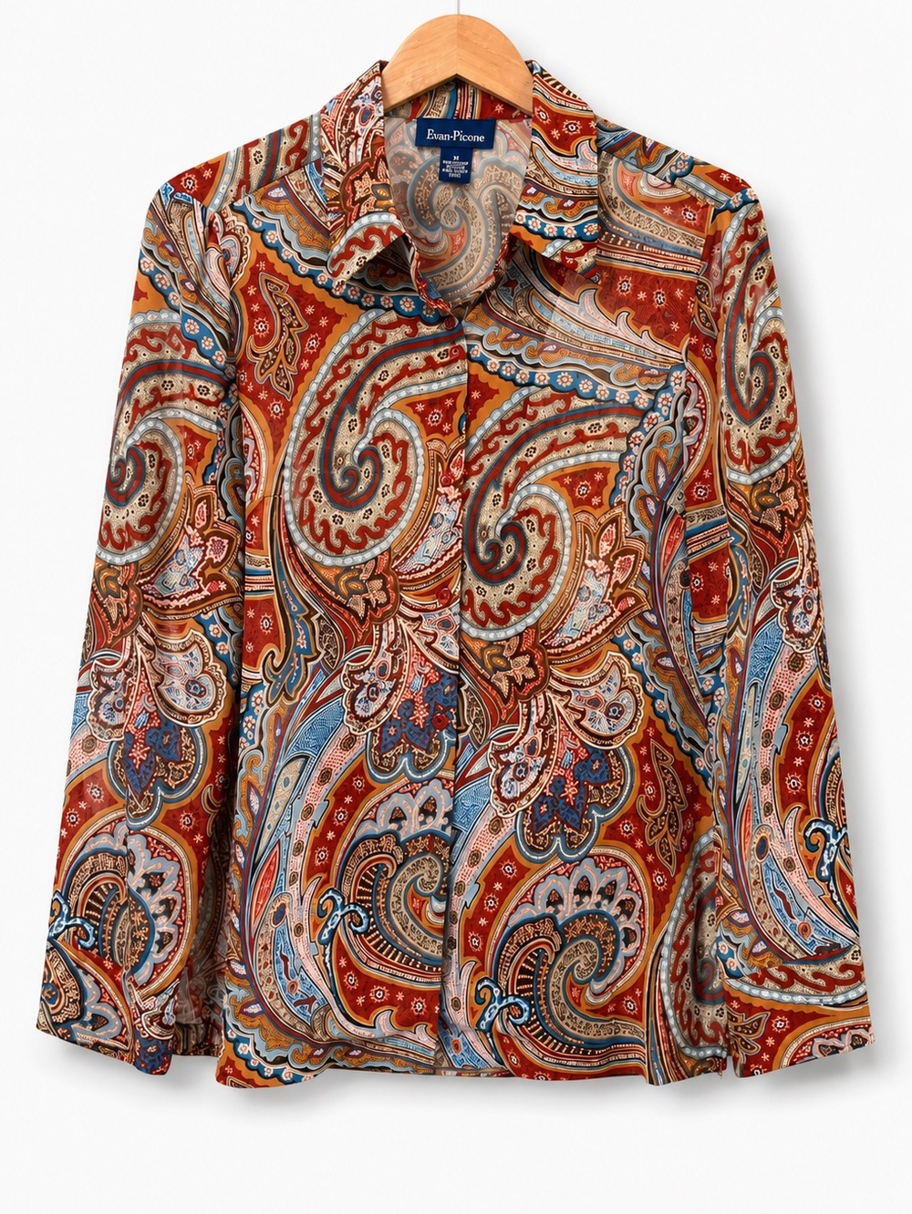 EVAN-PICONE Vintage Sheer Paisley Blouse Boho Western Top
